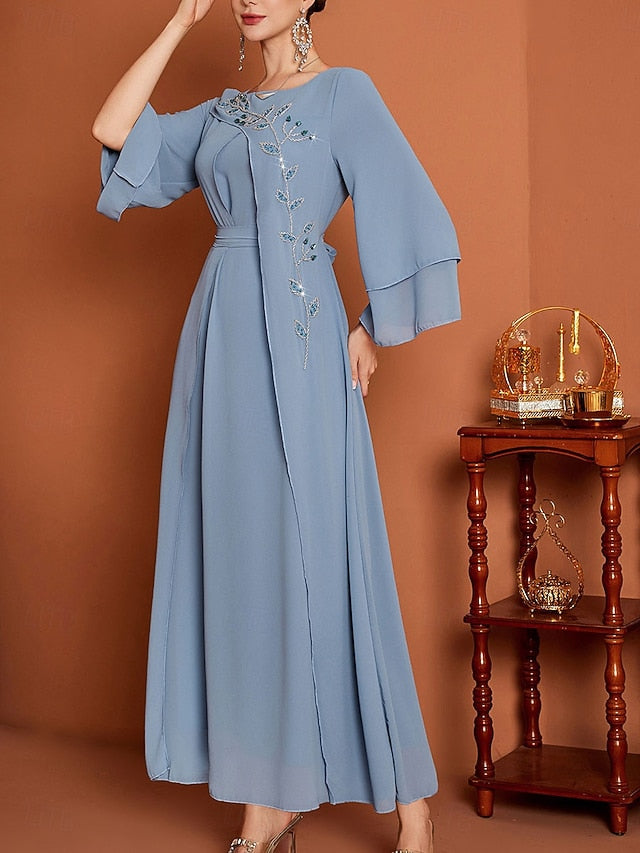 Length Elegant of Bride Floor Neck A-Line V the Mother Dress