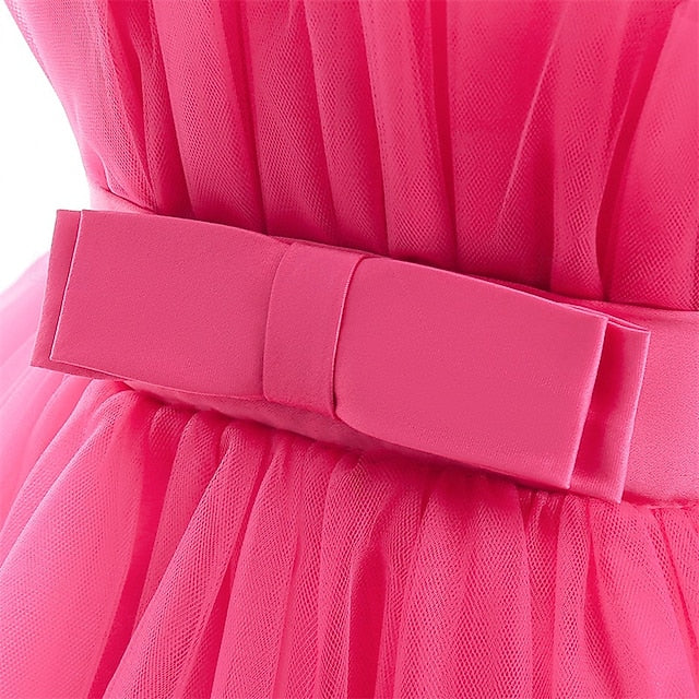 Sleeveless Party Kids Performance Solid Girls' Dress Color