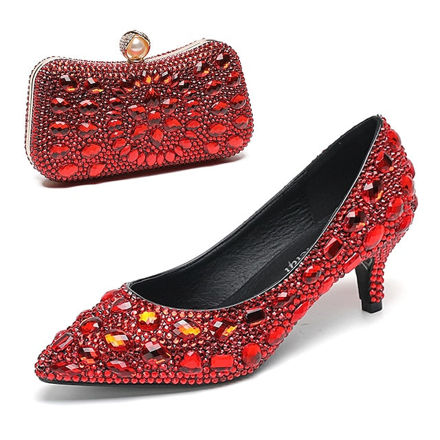 Kitten Shoes Matching Crystal-Embellished Heel and Women's
