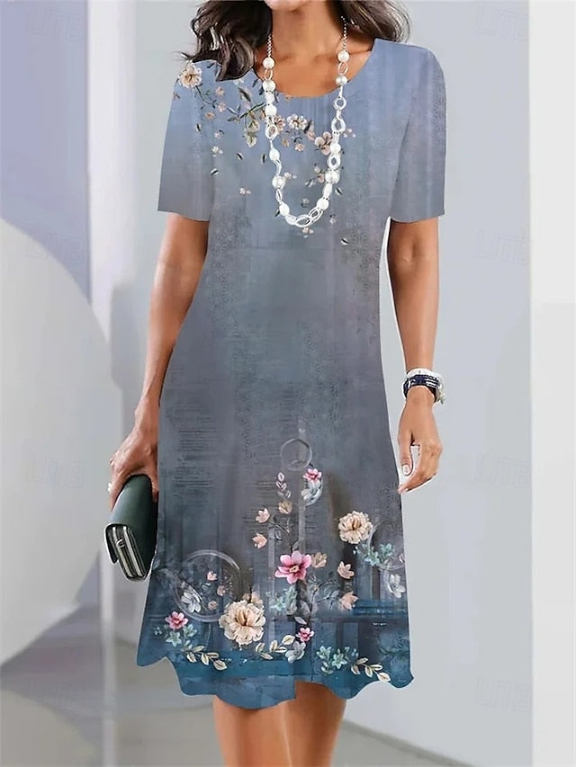 Women's Elegant Midi Dress T Shirt Dress Tee Dress Shift