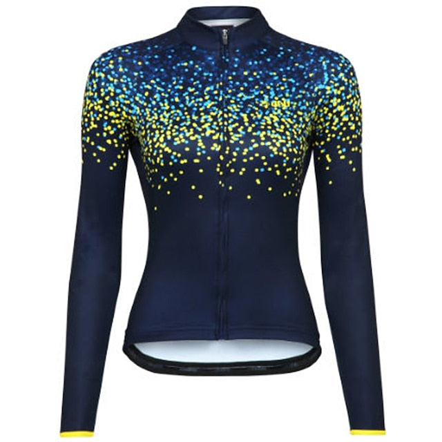 Women's Cycling Jersey Polka Dot Long Sleeve Bike Jersey