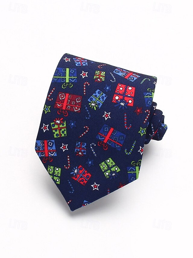 Men's Tie – Christmas Santa Fun Silk Polyester Tree and