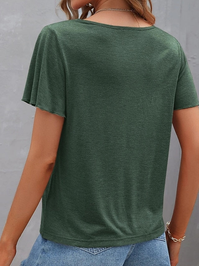 Women's T Shirt Tee Top Criss-Cross Hollow Out Plain