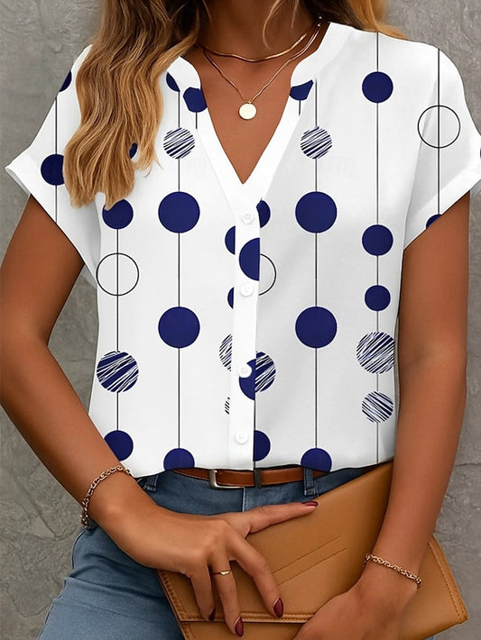 Women's Blouse V Neck Button Down Blouse Graphic Geometric