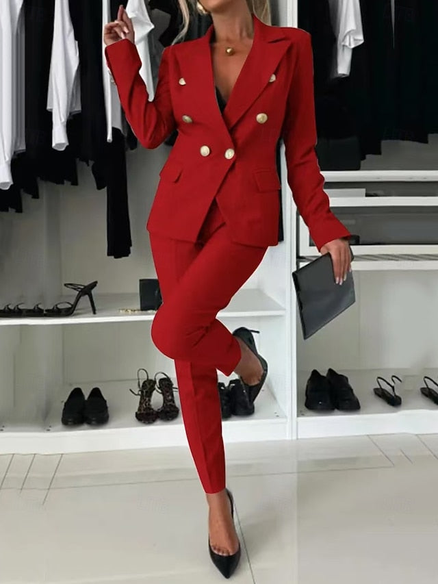 Women's Blazer Suits Long Sleeve Solid Color Fashion Formal