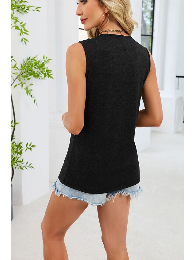 Women's Tank Top Plain Cozy Sleeveless V Neck Long Tops