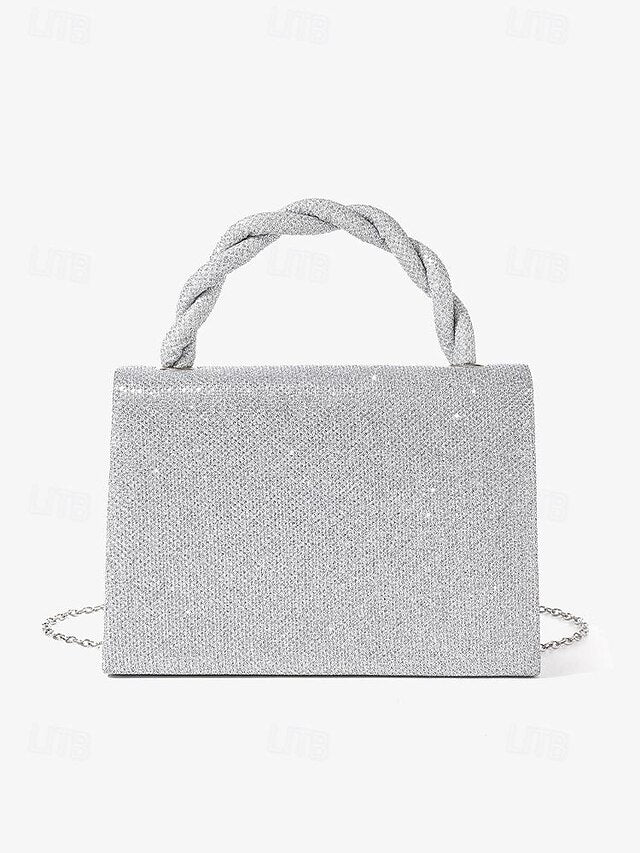 Silver Glitter with Braided Handbag Handle and Women's