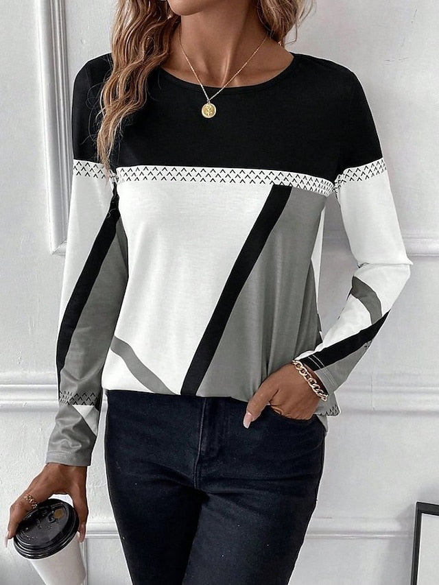 Easter Women's T shirt Long Sleeve Crew Neck Long Sleeve