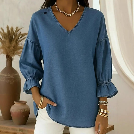 Women's Shirt Solid Color Plain Vintage Stylish Long Sleeve