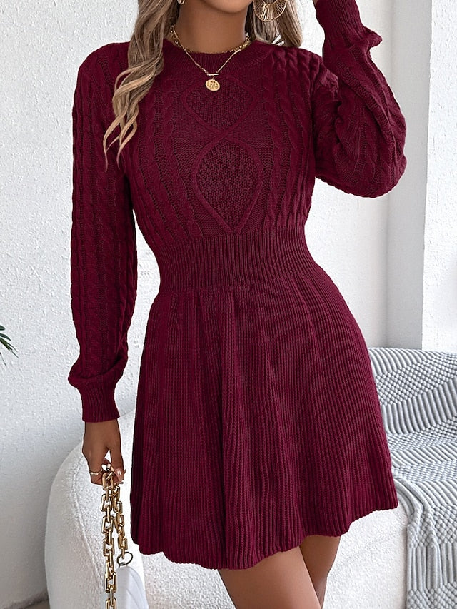 Women's Mini Dress Poly-Cotton Linen Texture Dresses