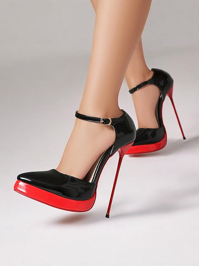 Patent and Black Stiletto Red Platform Leather Women's