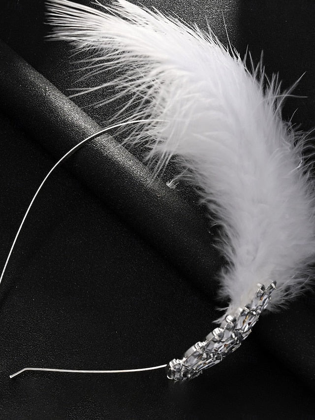 Vintage Clip Women's Feather - Hair Crystal White
