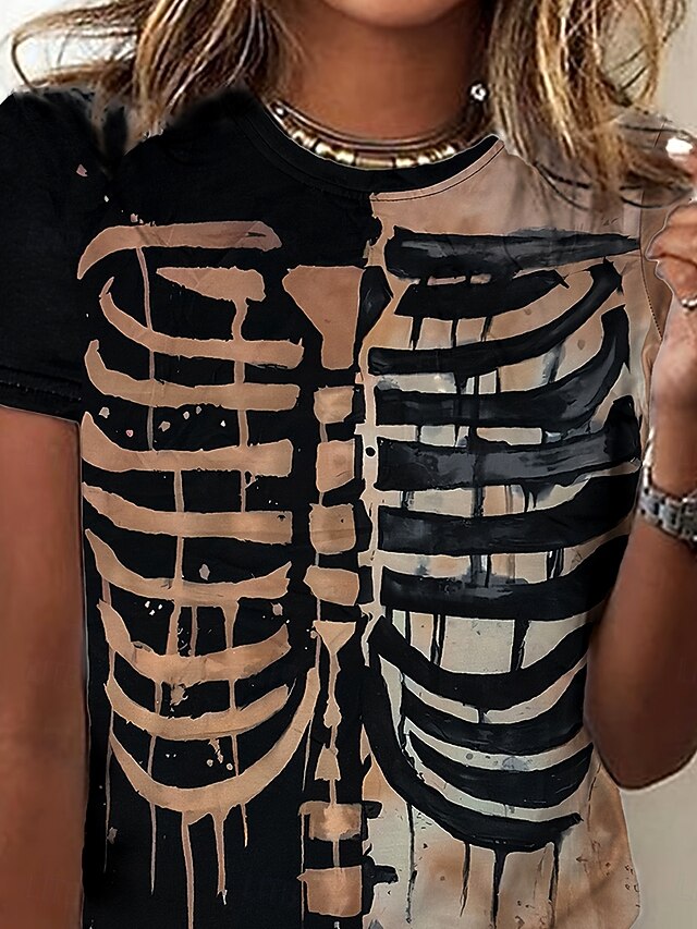 Women's T Shirt Skulls Graphic Skeleton Vintage Stylish