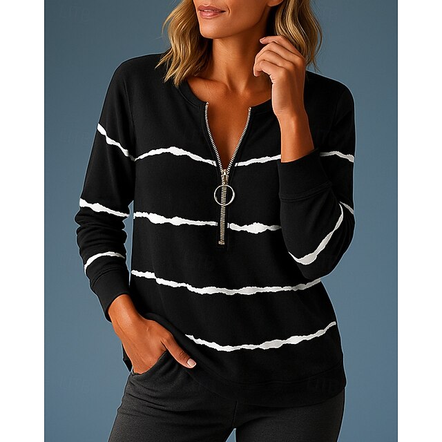 Women's Pullover Sweatshirt Casual Tops Half Zip Long