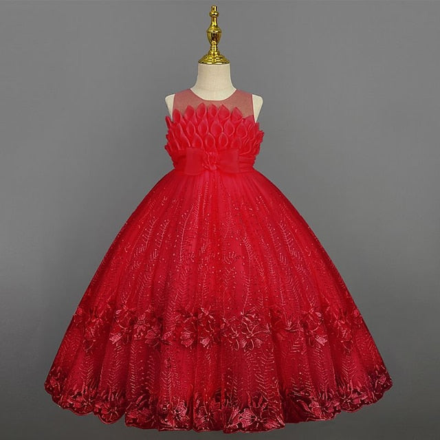 Kids Flower Girls' Girl Colored Solid Dress