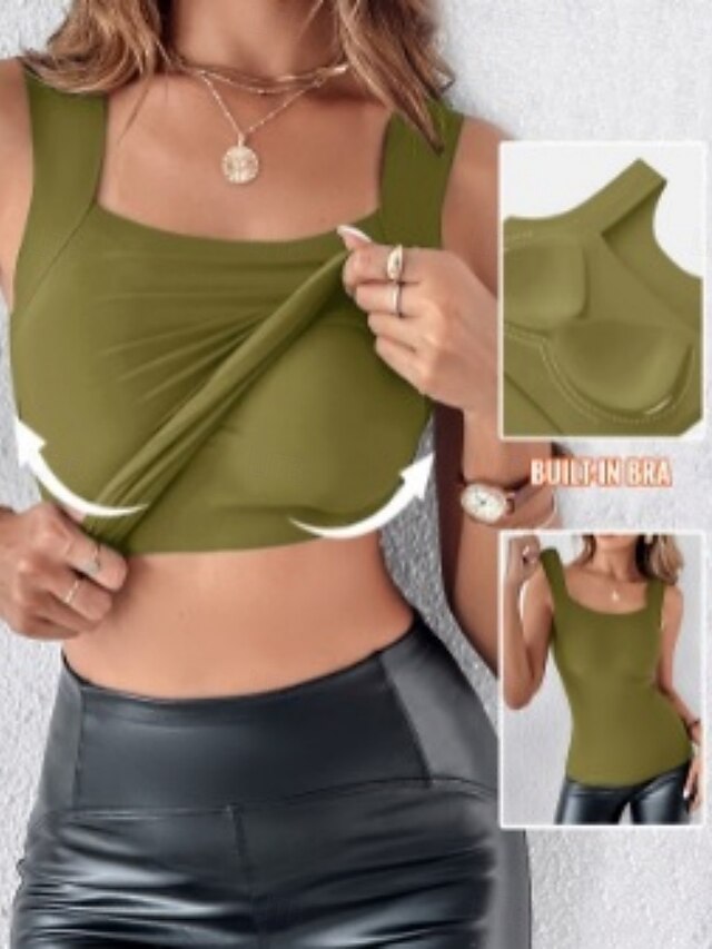 Women's Tank Top Sleeveless Shirt Tee Top Solid Color