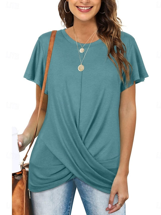 Women's T Shirt Solid Color Plain Classic Modern Casual