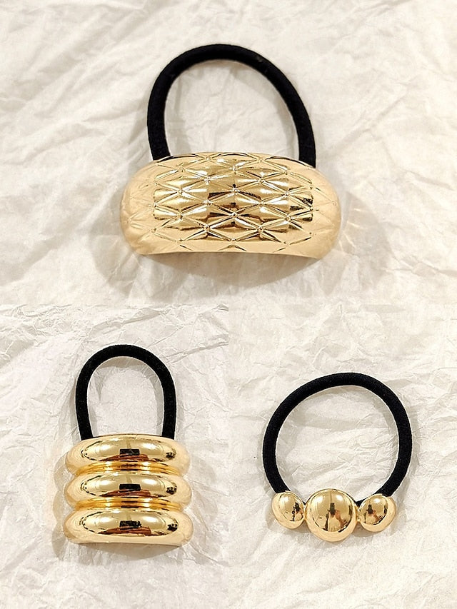 Women's Tone Hair Gold Band - Elastic Scrunchies with