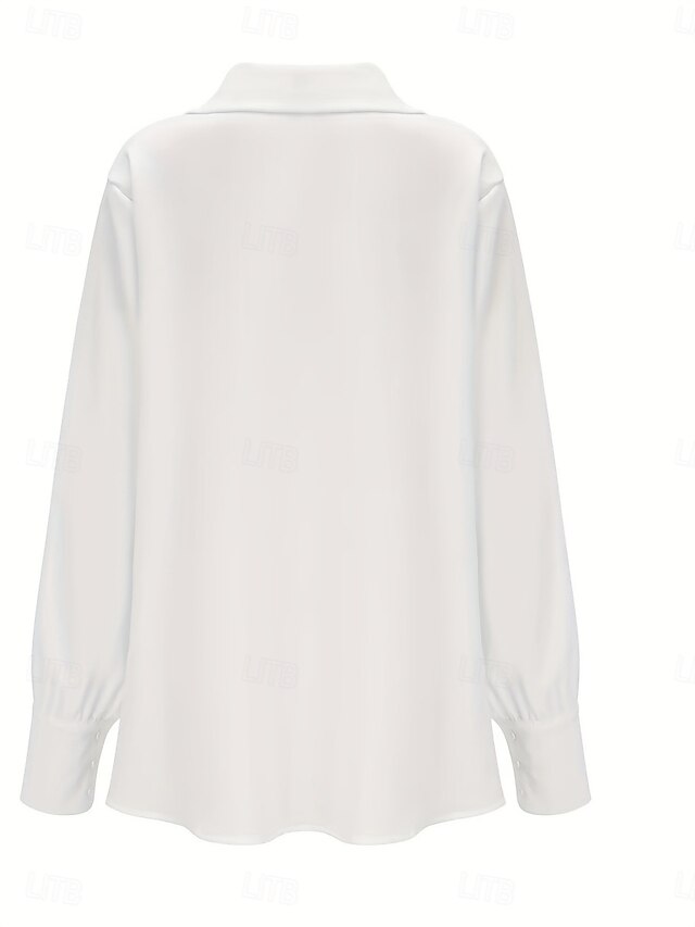 Women's Shirt Elegant Dressy Satin Top Solid Color Basic