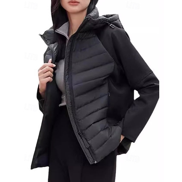Women's Puffer Jacket outdoor coat Full Zip Hooded Long