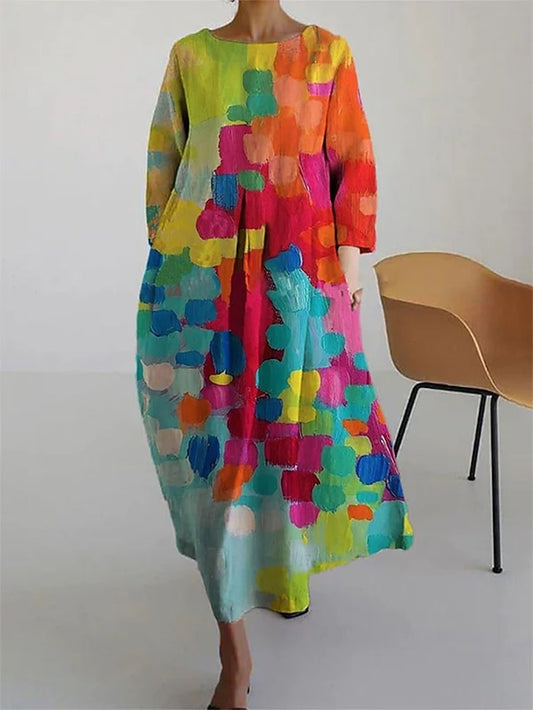 Women's Maxi Dress Pink Red Spring Fall Winter Loose Dress