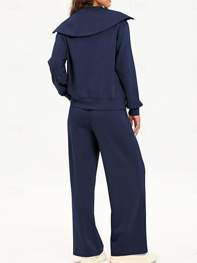 Women's Pants Sets Bolero Top Long Sleeve Shirt Collar