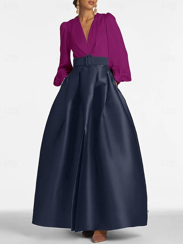 Evening Dress Floor A-Line High Gown Formal Split Wedding Guest