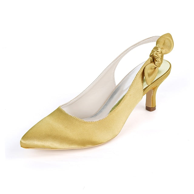 White Toe - Pointed Bow Tie for with Women Heels Slingback