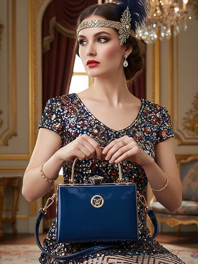 Gold Patent Women's Burgundy Handbag Evening with Leather