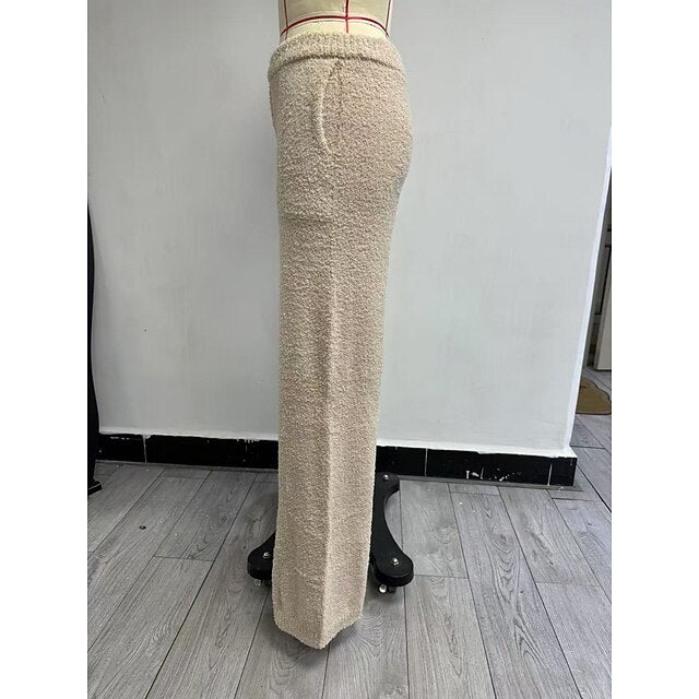 Women's Culottes Wide Leg Fleece Pants Chinos Vacation