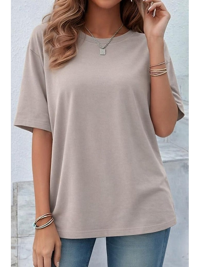Women's Oversized T Shirt Tee 100% Cotton Solid Color