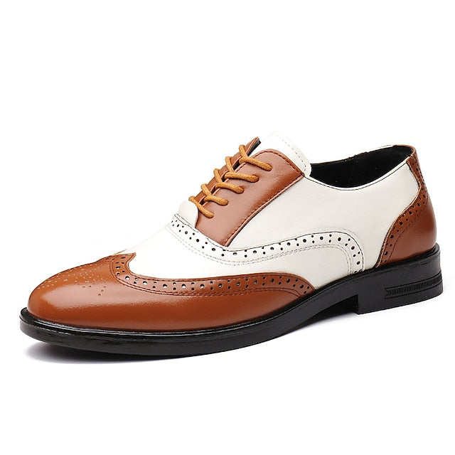 Burgundy and Oxford Wingtip Shoes Brogue Men's White