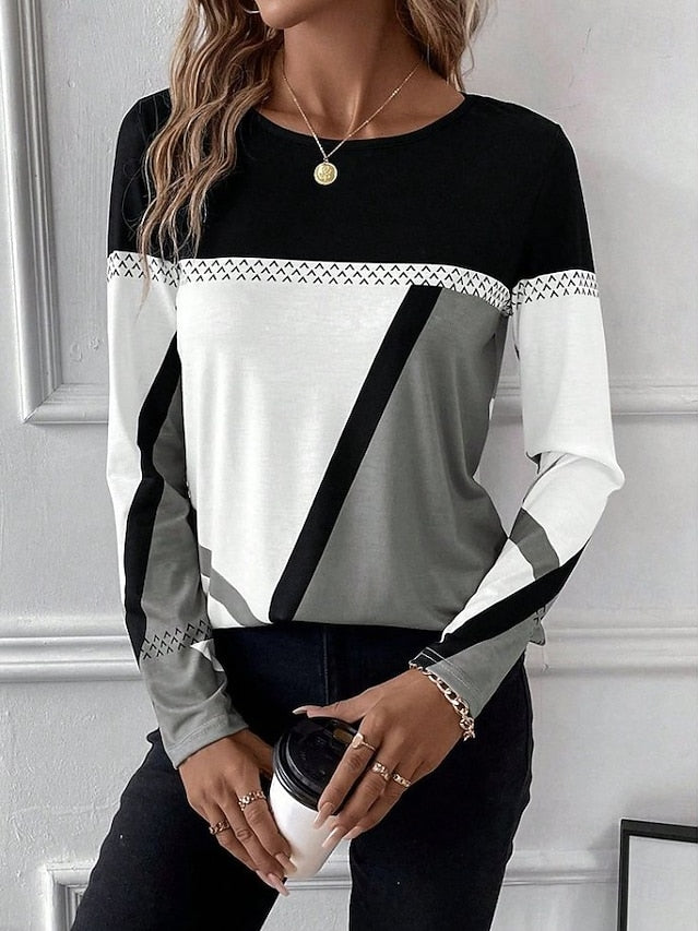 Easter Women's T shirt Long Sleeve Crew Neck Long Sleeve