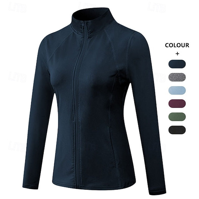 Women's Workout Shirt Yoga Top Stand Collar Quick Dry Full