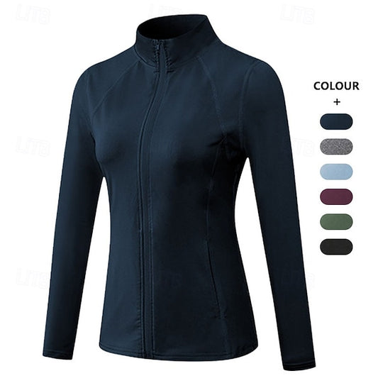 Women's Workout Shirt Yoga Top Stand Collar Quick Dry Full