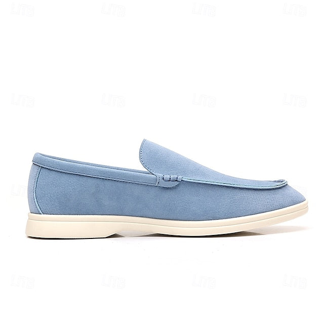 Blue – Faux Men's Loafers Slip-On Light Breathable Casual