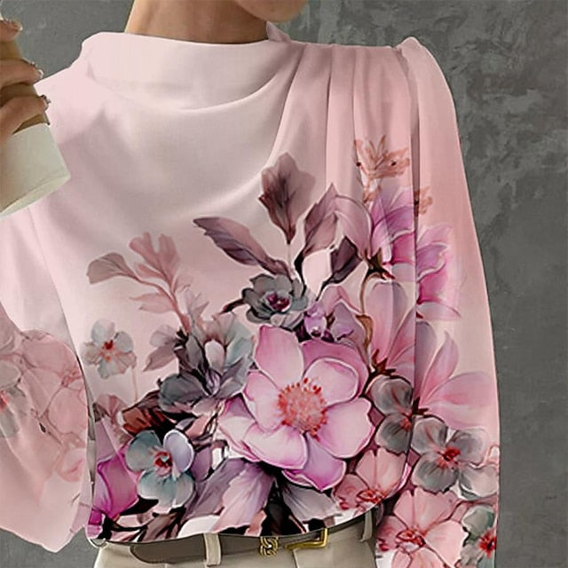 Women's Blouse Long Sleeve Fashion Floral Print Regular
