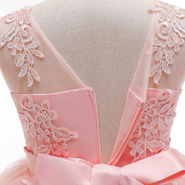 Sleeveless Solid Girls' Color Kids Dress Party