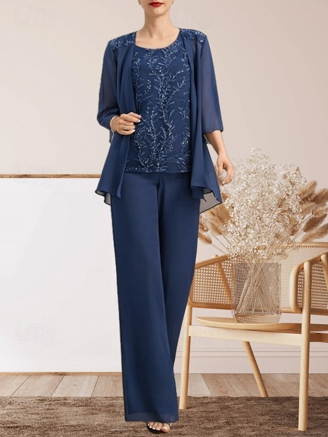 Dress Mother of Guest the Elegant Piece Pantsuit Bride 3 Wedding
