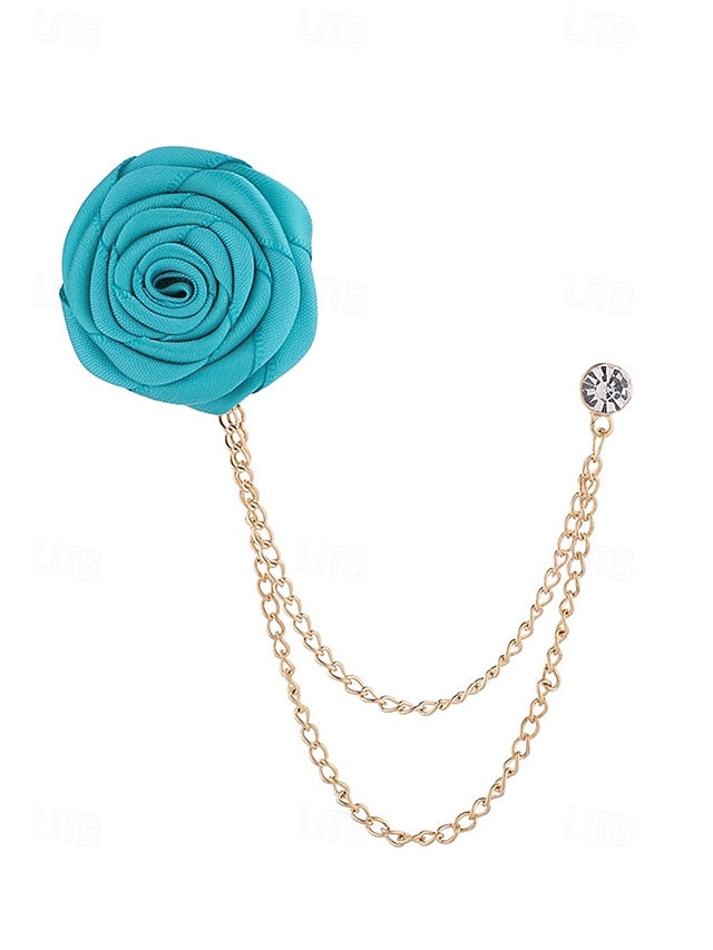 Lapel Rose Pin Red Men's with Gold – Elegant Chain