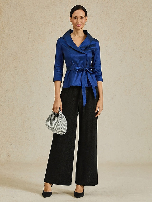 Women's Blouse Evening Tops Tie Front Solid Color Plain