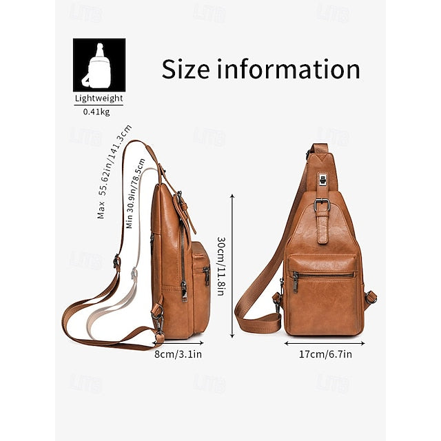 Leather Bag Brown Women's Faux Sling Crossbody with