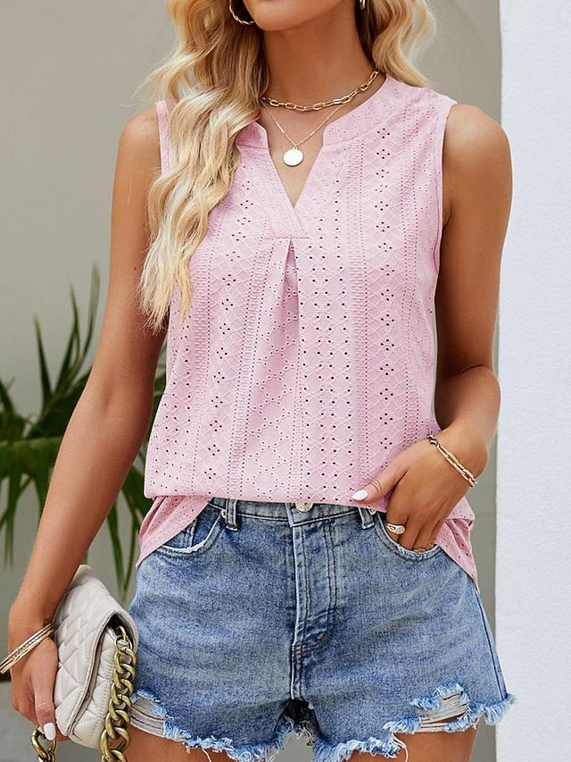 Women's Camisole Tank Top Crew Neck White Pink Purple Green