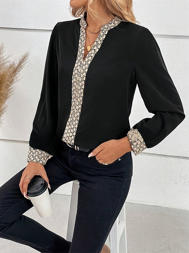 Women's Blouse Elegant Stylish Casual Long Sleeve V Neck