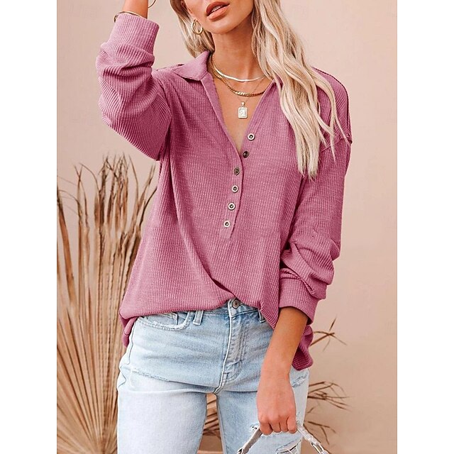 Women's Popover Shirt Casual Shirt Corduroy Shirt Blouse