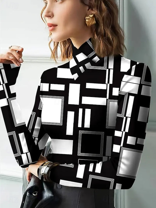 Women's T Shirt Print Tiered Graphic Geometric Elegant