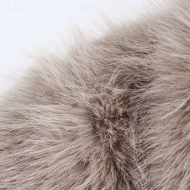 Coat Pocket Buttons Fur Warm Comfortable Women's Faux