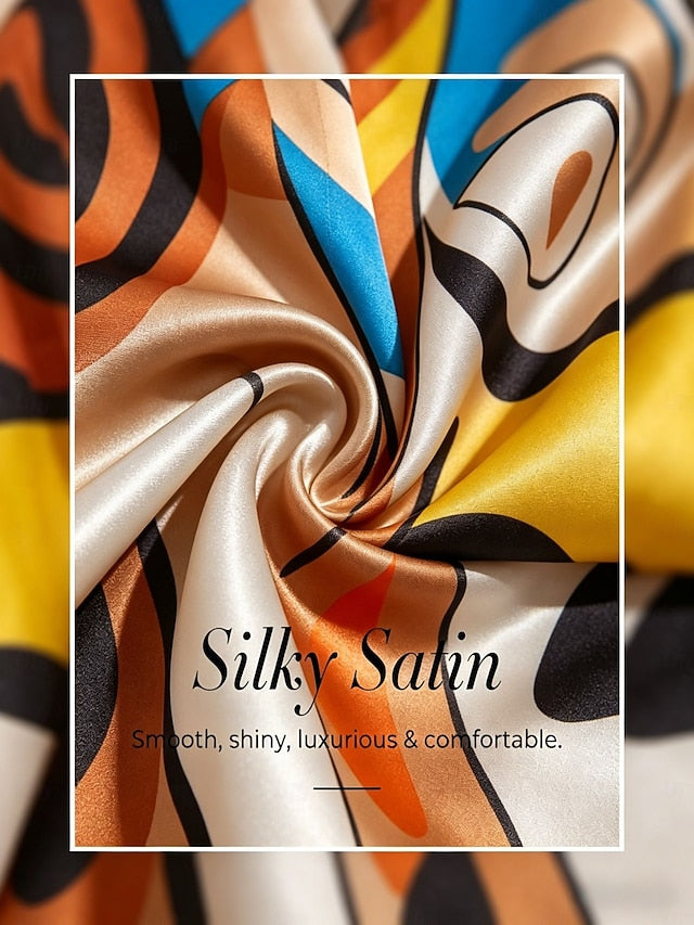 Abstract Art Silky Satin Halter Sleeveless Top