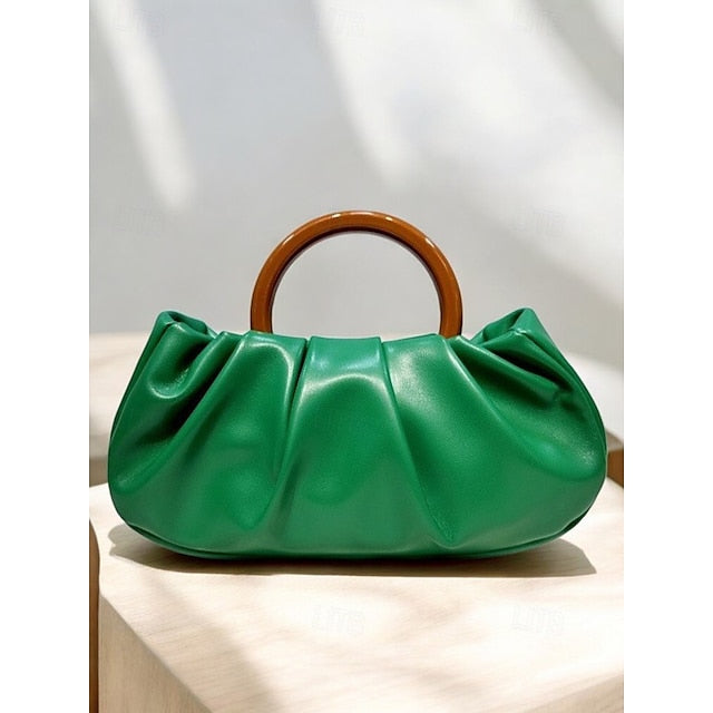 Pleated Bag Leather Faux Clutch Women's Acrylic Tote with