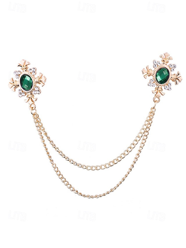 Vintage Brooch Double Elegant Chain Blue – Collar Gem